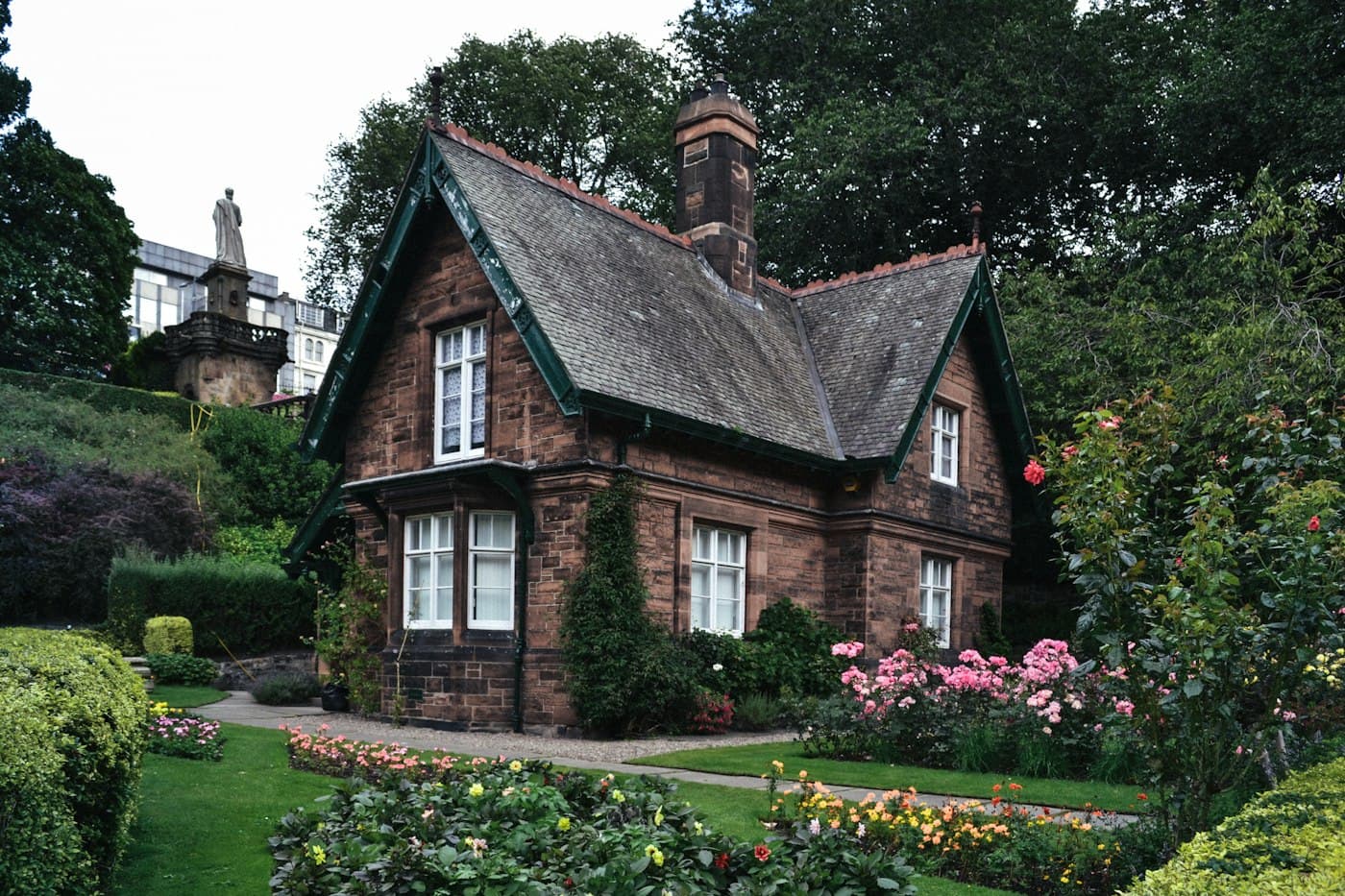 Natural slate roof on a sandstone cottage